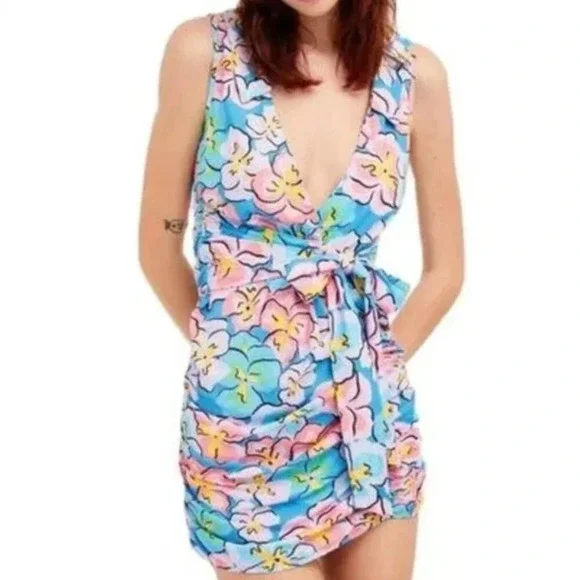 For Love And Lemons | Floral Wrap Mini Dress | S - Picture 1 of 12